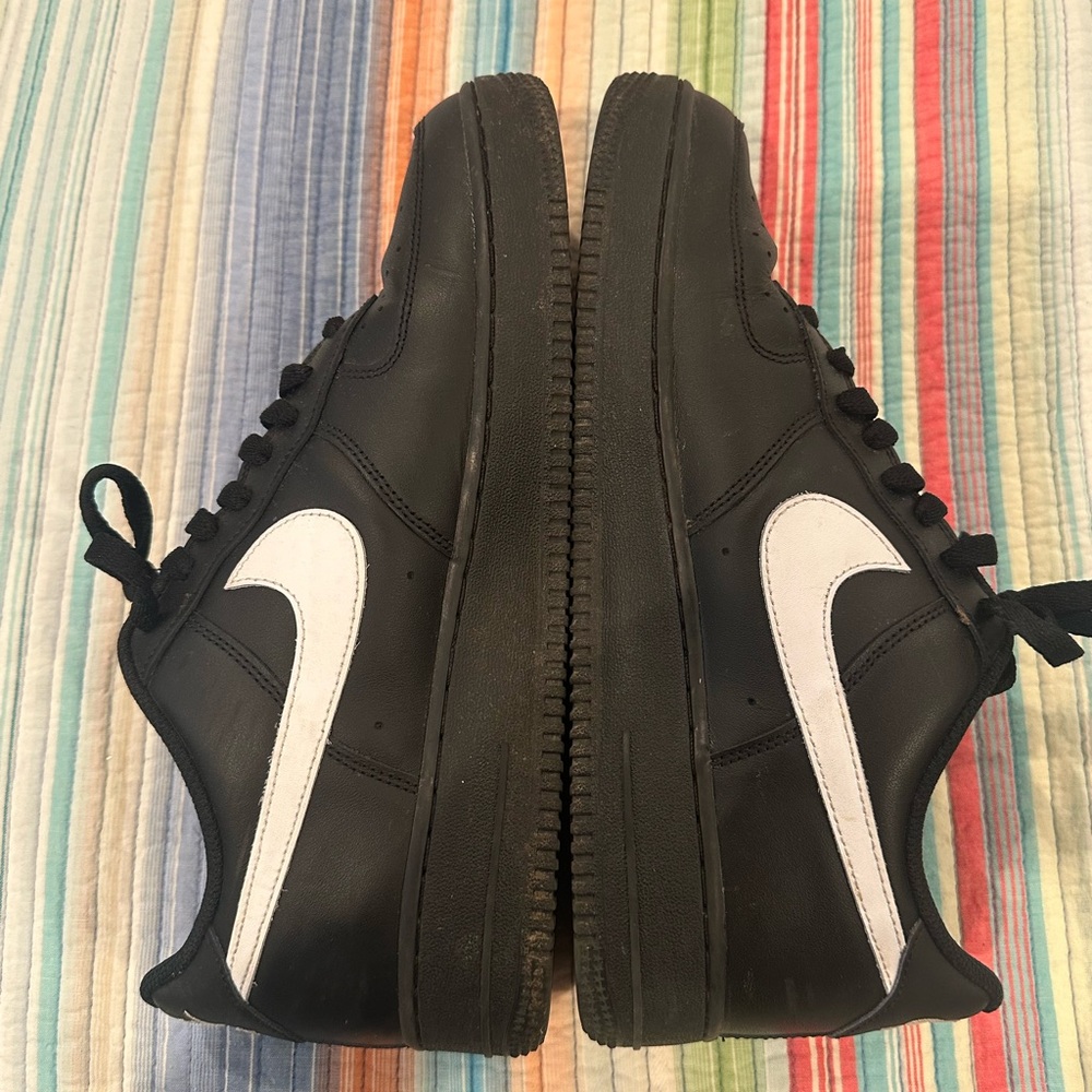 Nike Air Force 1 “White” Black Leather Sneakers Men’s Size 10.5